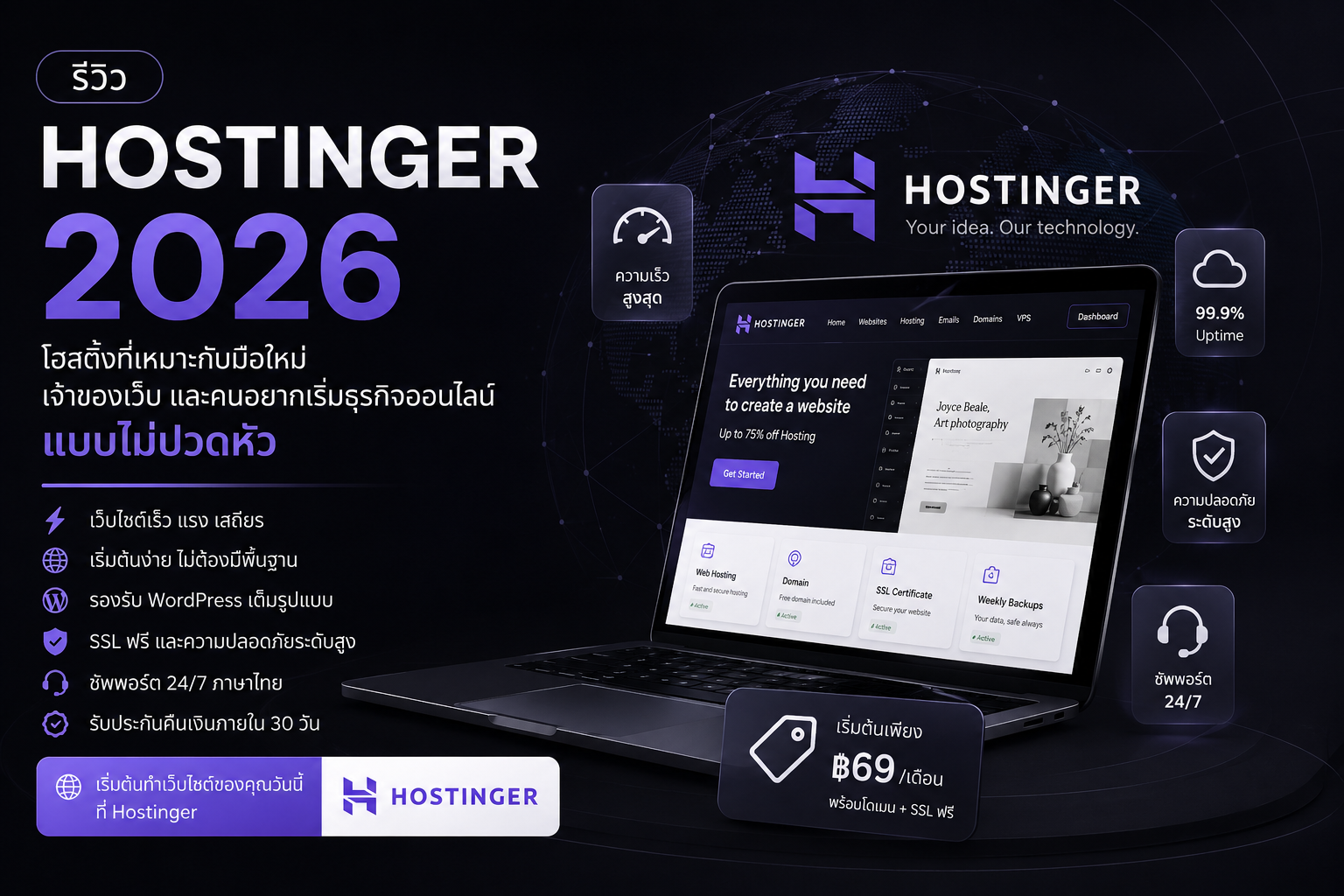 รีวิว Hostinger 2026 โฮสติ้งสำหรับมือใหม่ เจ้าของเว็บ และธุรกิจออนไลน์